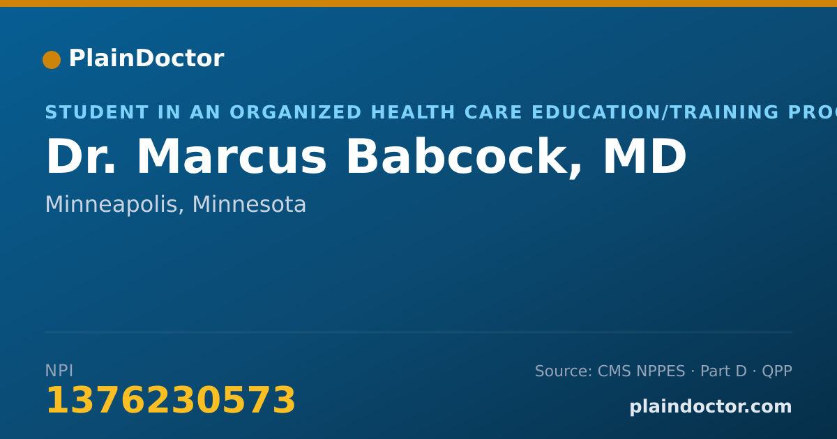 Shareable card for Marcus Babcock, MD - Student in an Organized Health Care Education/Training Program, Minneapolis, MN