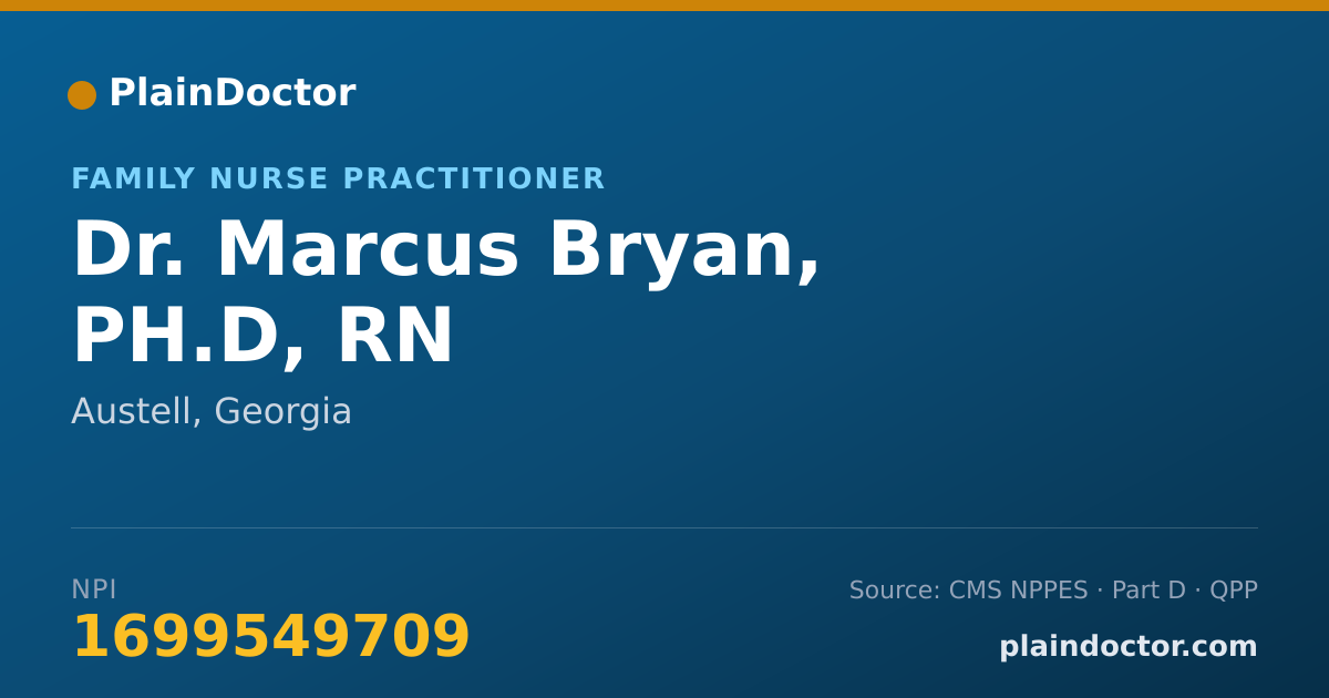Shareable card for Marcus Bryan, PH.D, RN - Family Nurse Practitioner, Austell, GA