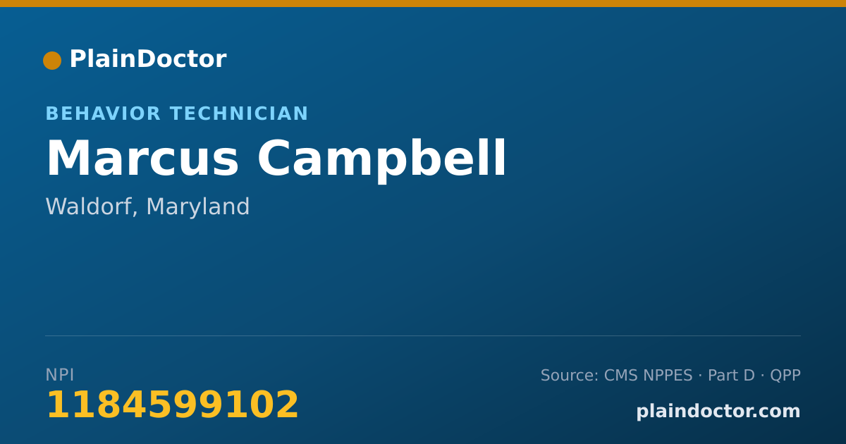 Shareable card for Marcus Campbell - Behavior Technician, Waldorf, MD