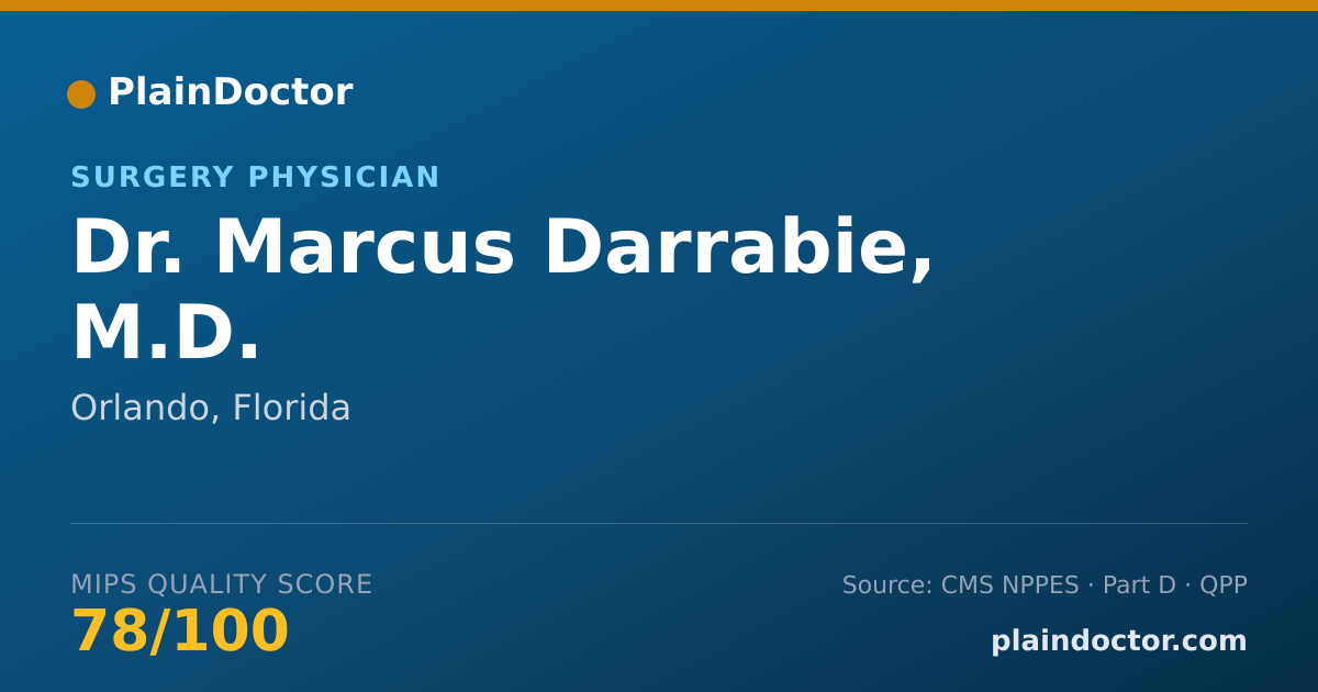 Shareable card for Marcus Darrabie, M.D. - Surgery Physician, Orlando, FL