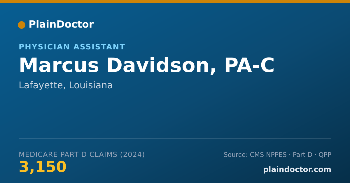 Shareable card for Marcus Davidson, PA-C - Physician Assistant, Lafayette, LA