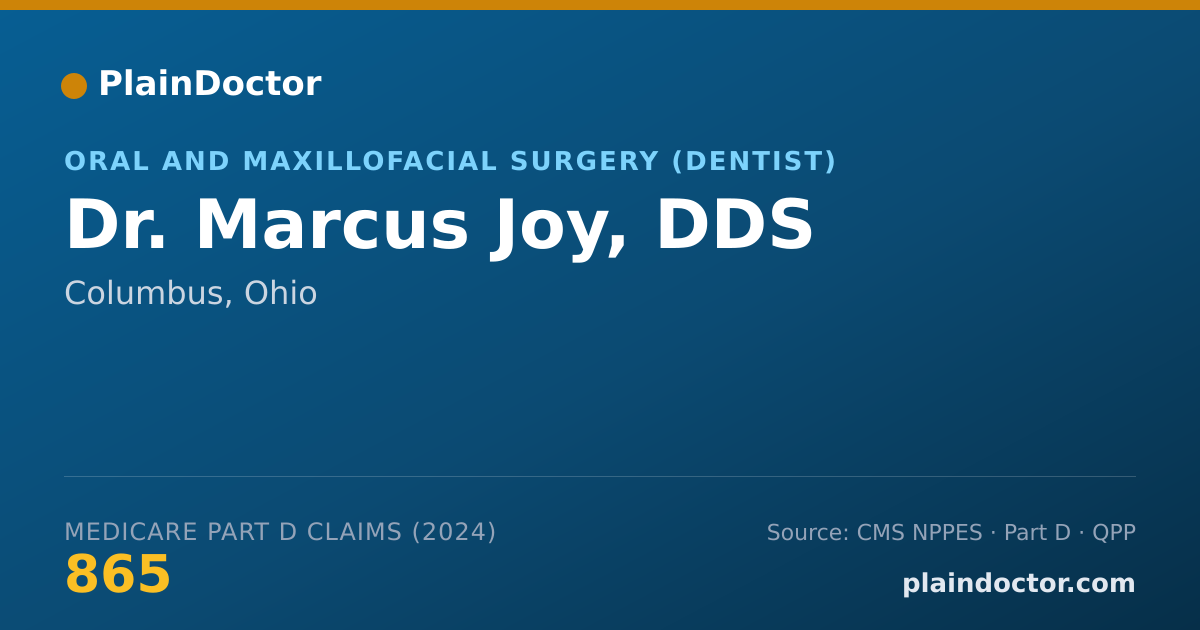 Shareable card for Marcus Joy, DDS - Oral and Maxillofacial Surgery (Dentist), Columbus, OH