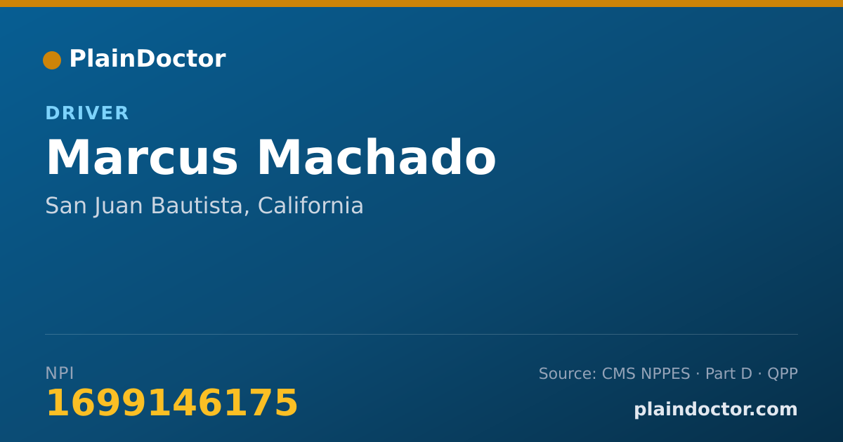 Shareable card for Marcus Machado - Driver, San Juan Bautista, CA