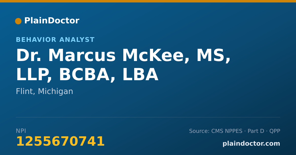 Shareable card for Marcus McKee, MS, LLP, BCBA, LBA - Behavior Analyst, Flint, MI