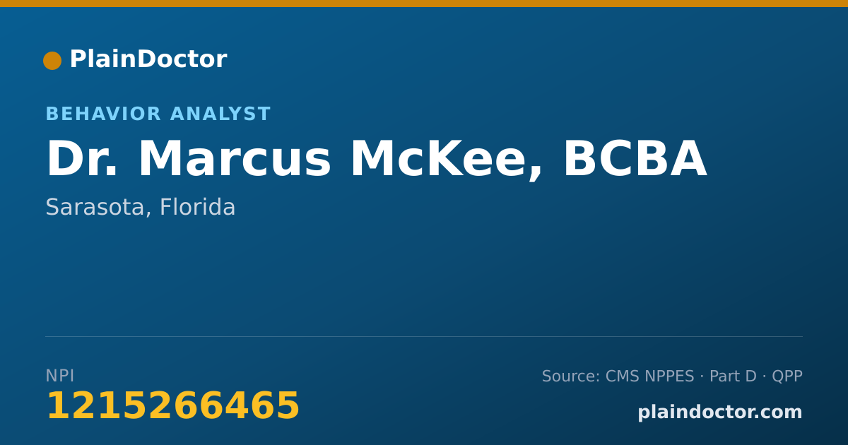 Shareable card for Marcus McKee, BCBA - Behavior Analyst, Sarasota, FL
