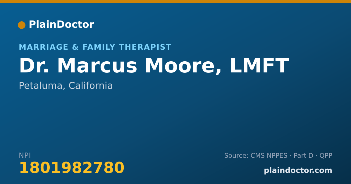 Shareable card for Marcus Moore, LMFT - Marriage & Family Therapist, Petaluma, CA