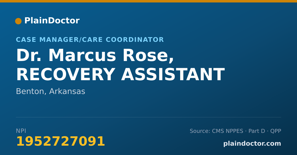 Shareable card for Marcus Rose, RECOVERY ASSISTANT - Case Manager/Care Coordinator, Benton, AR