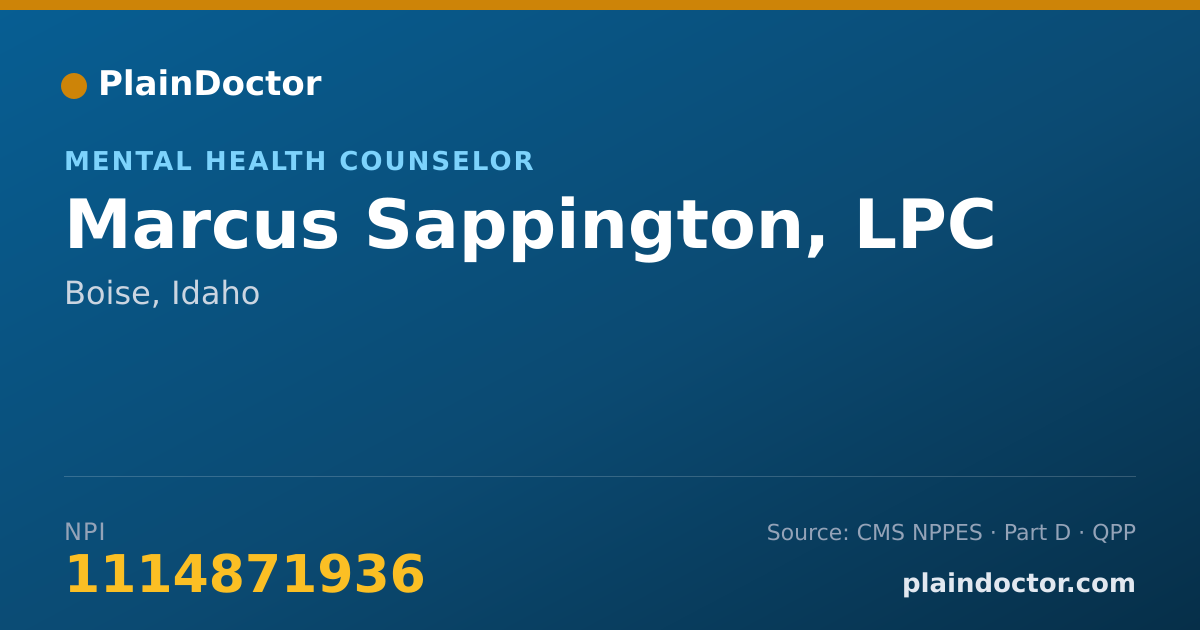 Shareable card for Marcus Sappington, LPC - Mental Health Counselor, Boise, ID