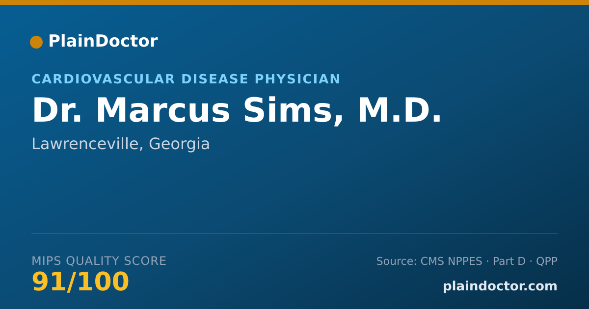 Shareable card for Marcus Sims, M.D. - Cardiovascular Disease Physician, Lawrenceville, GA