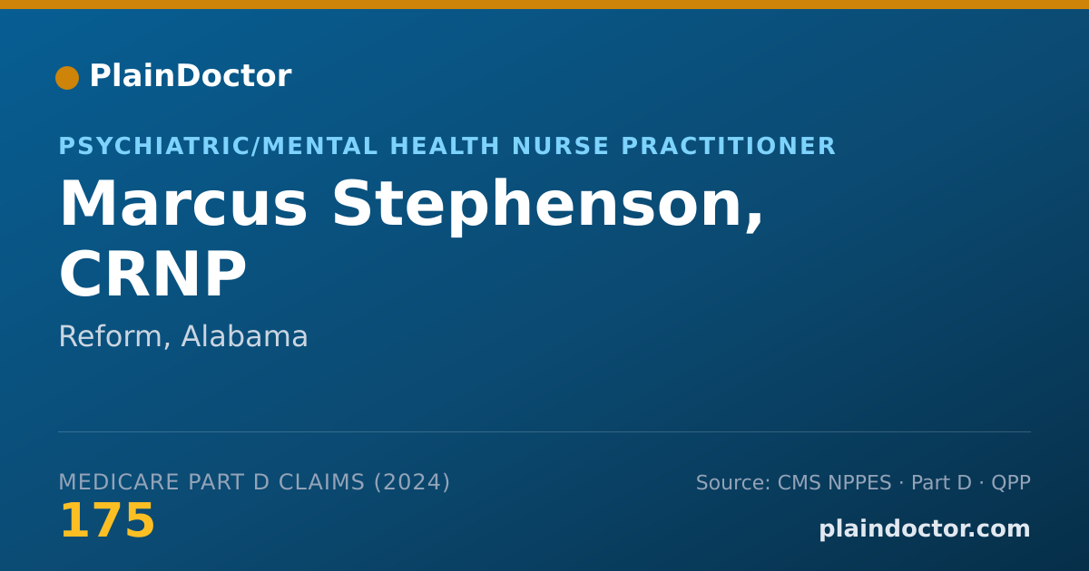 Shareable card for Marcus Stephenson, CRNP - Psychiatric/Mental Health Nurse Practitioner, Reform, AL