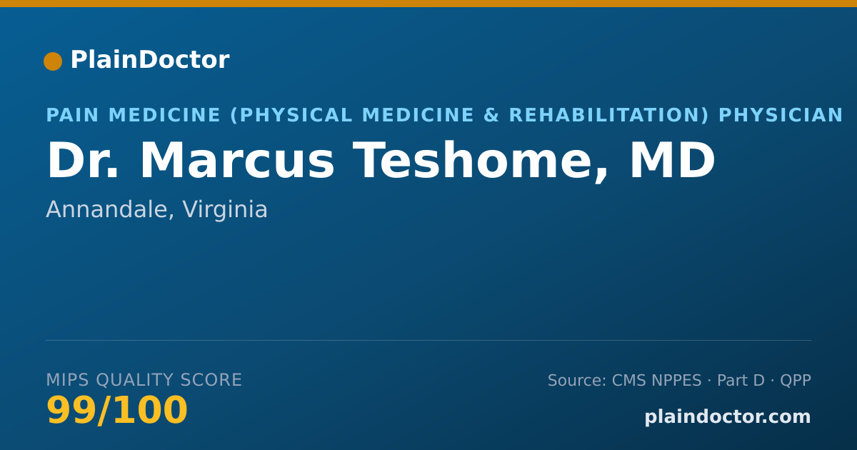 Shareable card for Marcus Teshome, MD - Pain Medicine (Physical Medicine & Rehabilitation) Physician, Annandale, VA