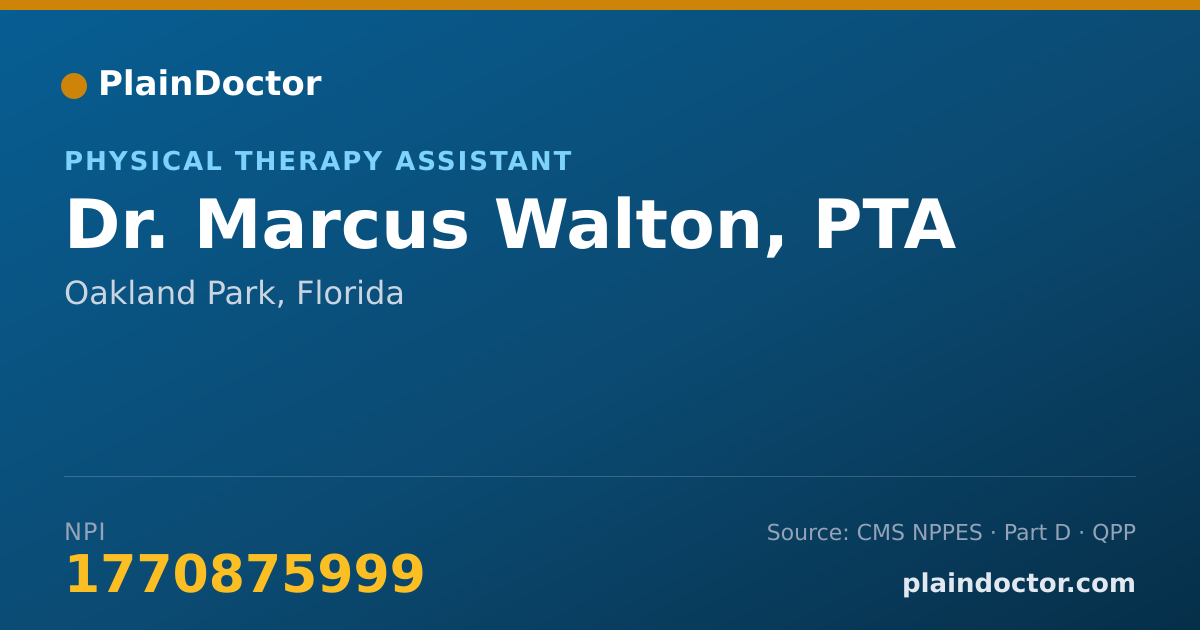 Shareable card for Marcus Walton, PTA - Physical Therapy Assistant, Oakland Park, FL
