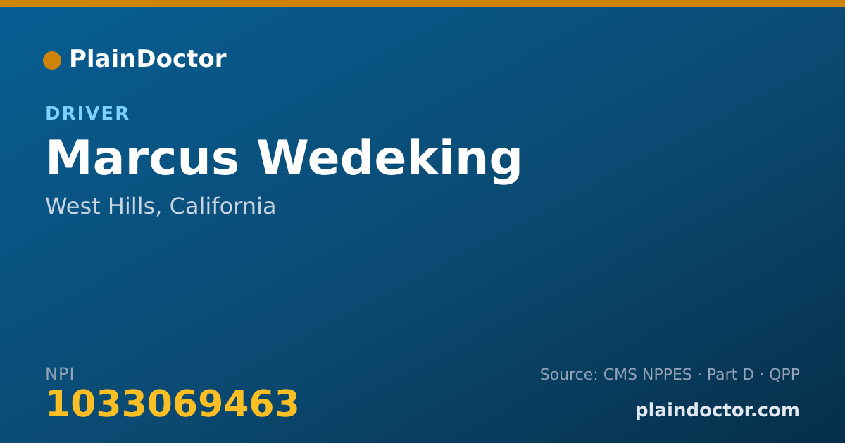 Shareable card for Marcus Wedeking - Driver, West Hills, CA