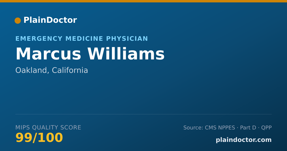 Shareable card for Marcus Williams - Emergency Medicine Physician, Oakland, CA