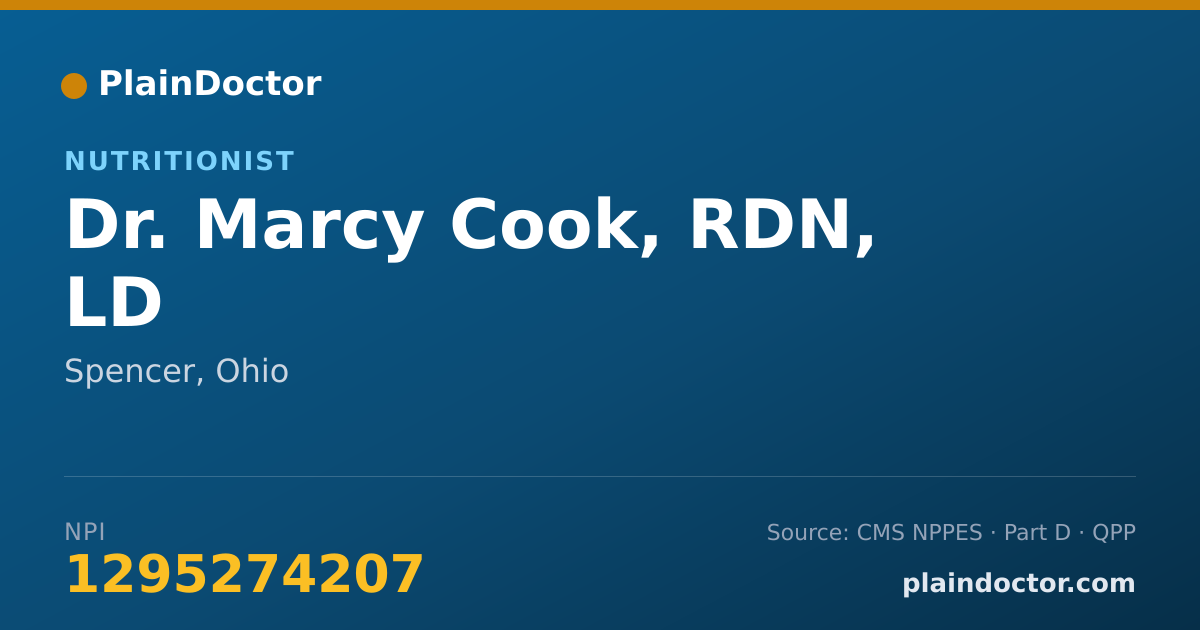 Shareable card for Marcy Cook, RDN, LD - Nutritionist, Spencer, OH