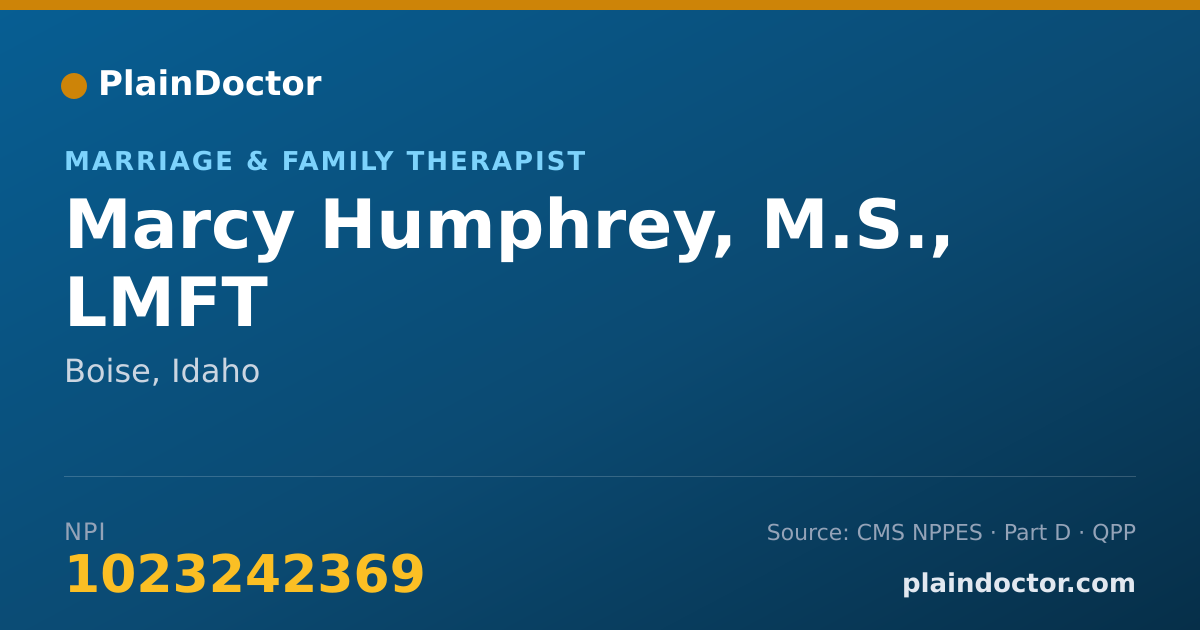 Shareable card for Marcy Humphrey, M.S., LMFT - Marriage & Family Therapist, Boise, ID