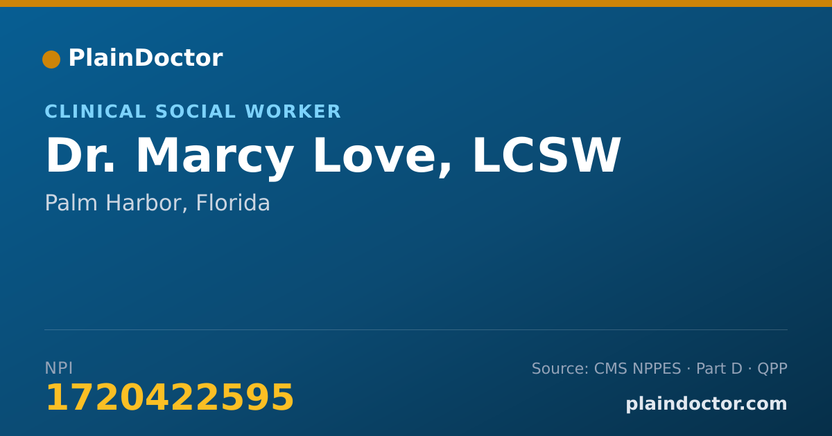 Shareable card for Marcy Love, LCSW - Clinical Social Worker, Palm Harbor, FL