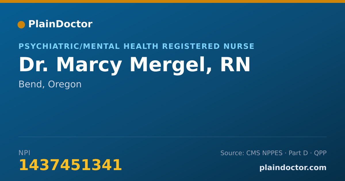 Shareable card for Marcy Mergel, RN - Psychiatric/Mental Health Registered Nurse, Bend, OR
