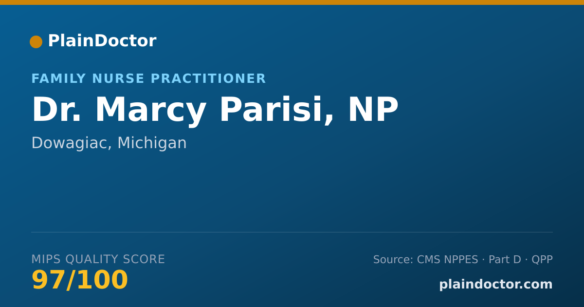 Shareable card for Marcy Parisi, NP - Family Nurse Practitioner, Dowagiac, MI