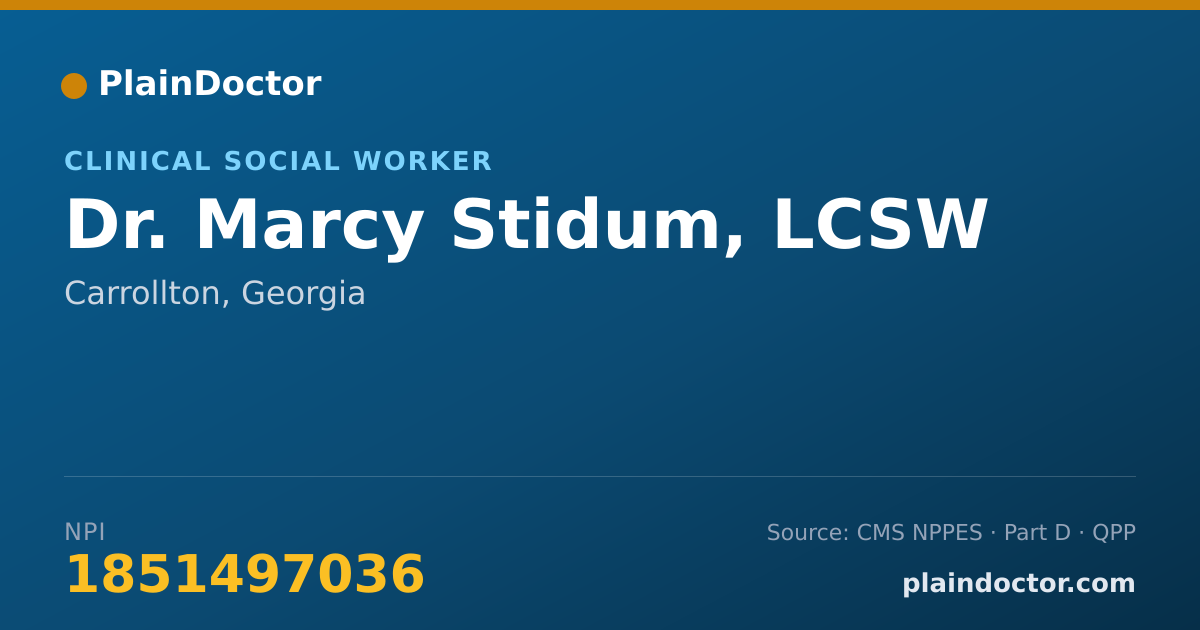 Shareable card for Marcy Stidum, LCSW - Clinical Social Worker, Carrollton, GA