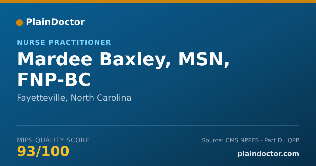 Shareable card for Mardee Baxley, MSN, FNP-BC - Nurse Practitioner, Fayetteville, NC