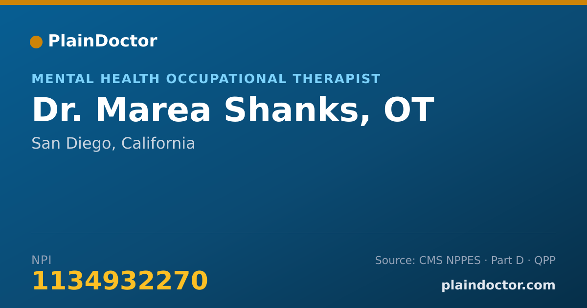Shareable card for Marea Shanks, OT - Mental Health Occupational Therapist, San Diego, CA
