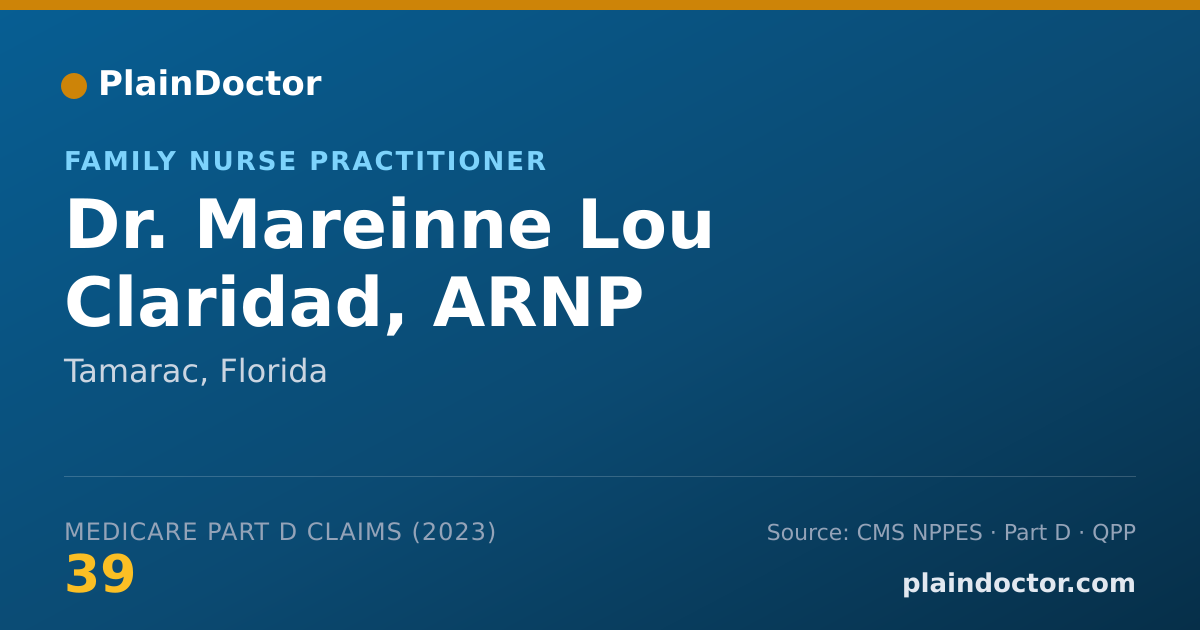 Shareable card for Mareinne Lou Claridad, ARNP - Family Nurse Practitioner, Tamarac, FL