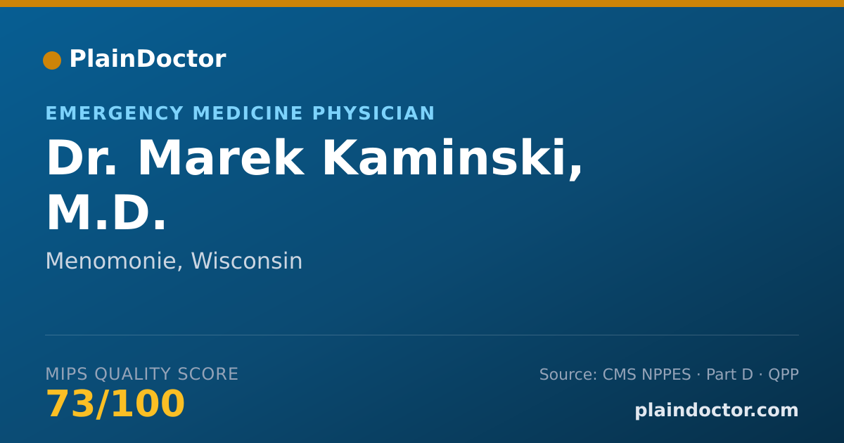Shareable card for Marek Kaminski, M.D. - Emergency Medicine Physician, Menomonie, WI