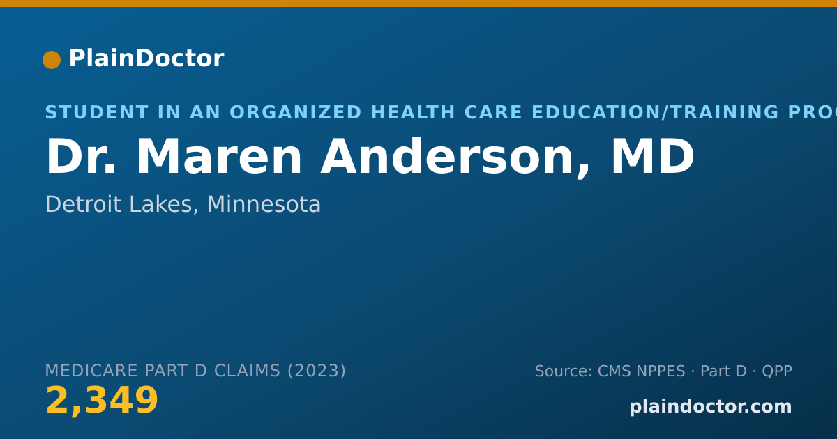 Shareable card for Maren Anderson, MD - Student in an Organized Health Care Education/Training Program, Detroit Lakes, MN