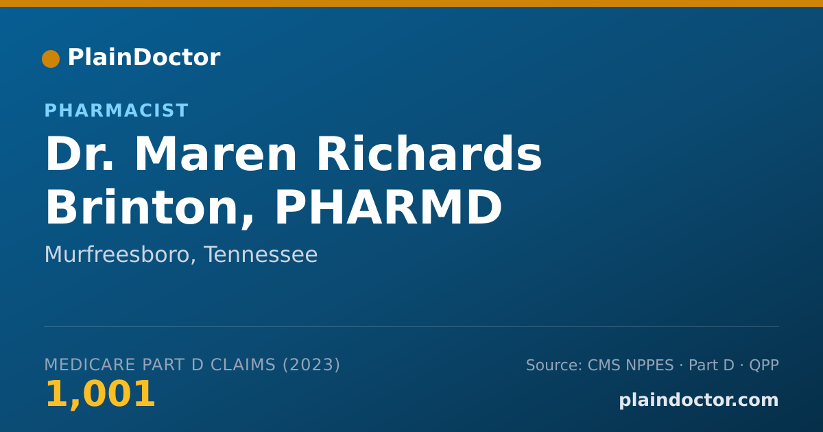 Shareable card for Maren Richards Brinton, PHARMD - Pharmacist, Murfreesboro, TN