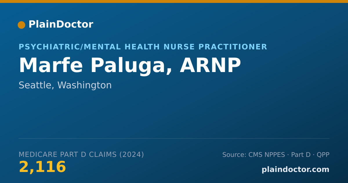 Shareable card for Marfe Paluga, ARNP - Psychiatric/Mental Health Nurse Practitioner, Seattle, WA