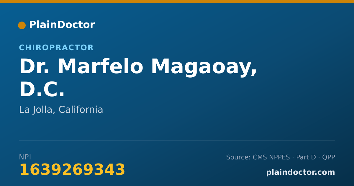 Shareable card for Marfelo Magaoay, D.C. - Chiropractor, La Jolla, CA