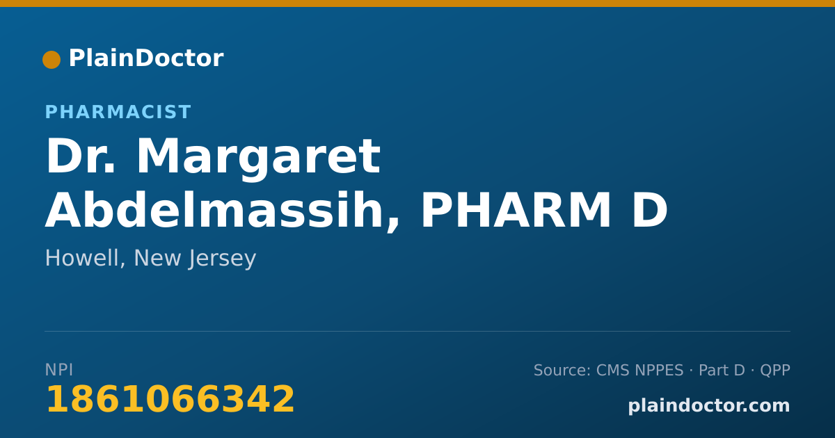 Shareable card for Margaret Abdelmassih, PHARM D - Pharmacist, Howell, NJ