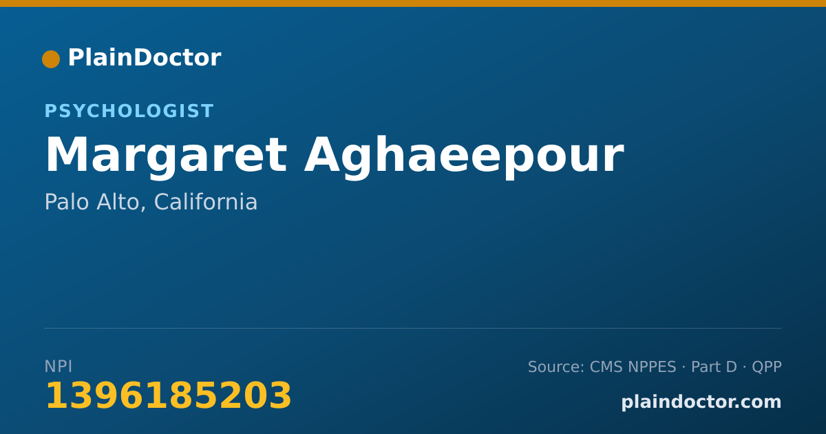 Shareable card for Margaret Aghaeepour - Psychologist, Palo Alto, CA