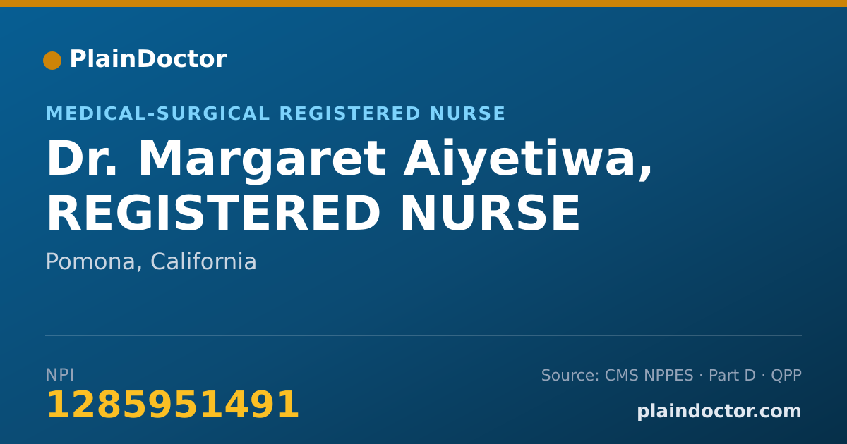 Shareable card for Margaret Aiyetiwa, REGISTERED NURSE - Medical-Surgical Registered Nurse, Pomona, CA