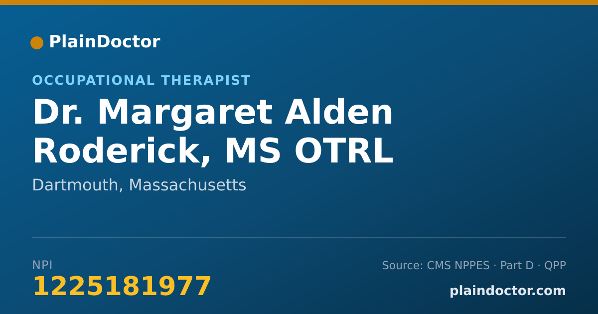 Shareable card for Margaret Alden Roderick, MS OTRL - Occupational Therapist, Dartmouth, MA