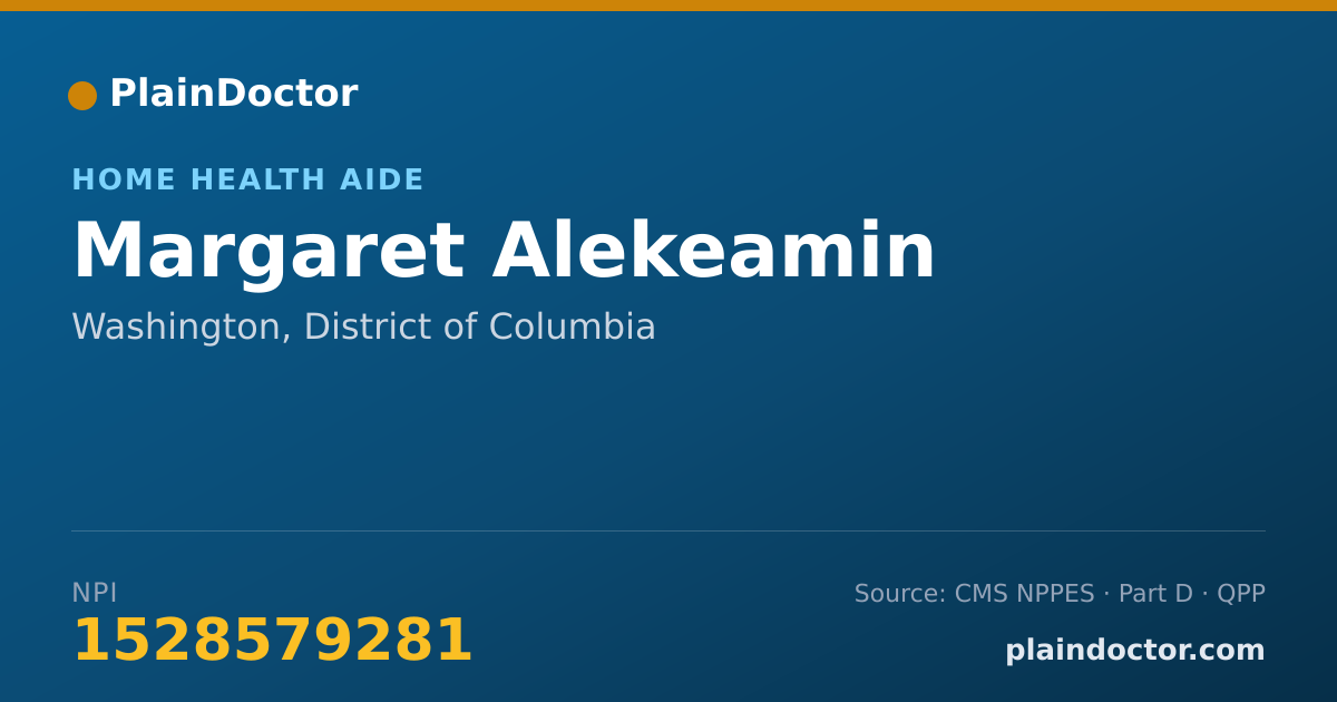 Shareable card for Margaret Alekeamin - Home Health Aide, Washington, DC