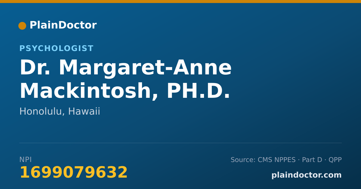 Shareable card for Margaret-Anne Mackintosh, PH.D. - Psychologist, Honolulu, HI