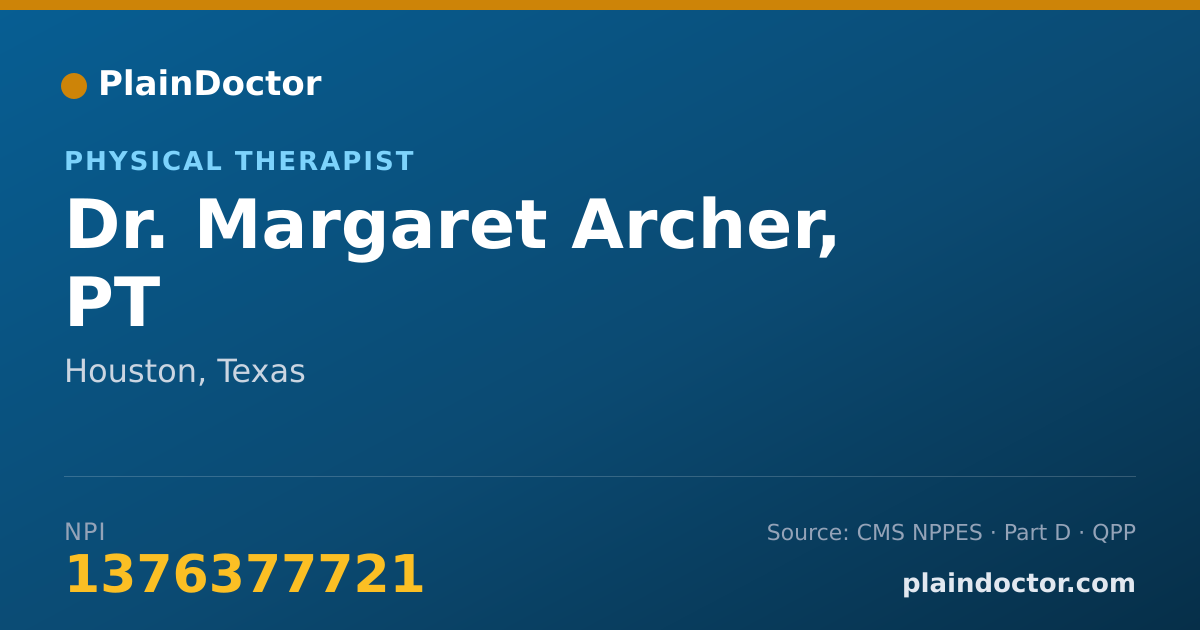Shareable card for Margaret Archer, PT - Physical Therapist, Houston, TX