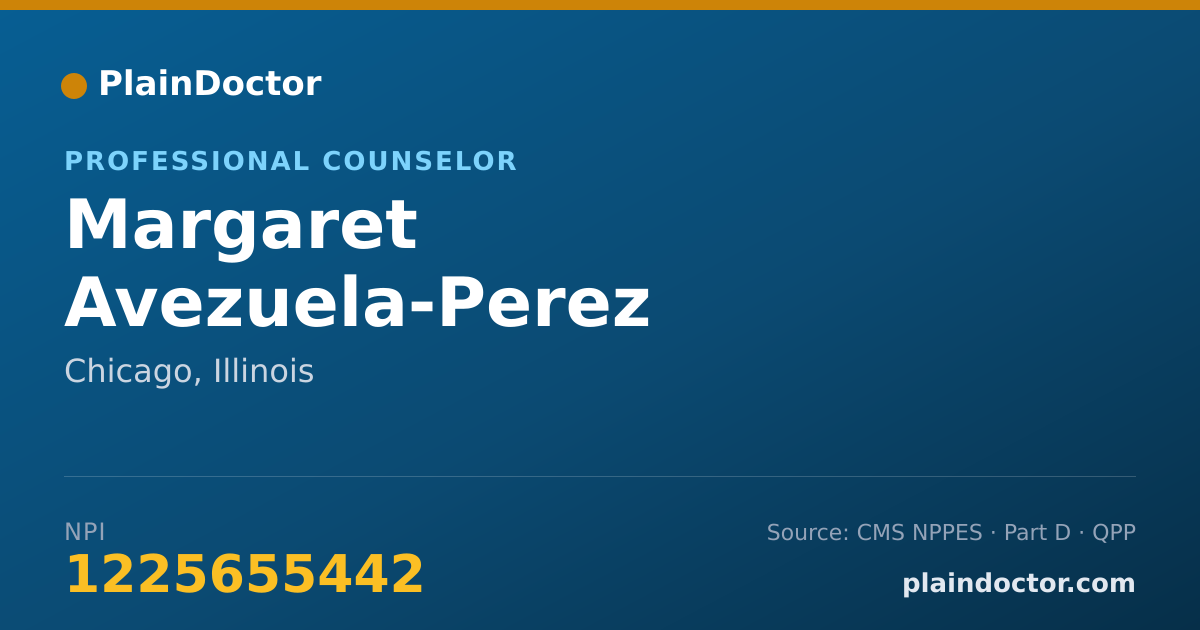 Shareable card for Margaret Avezuela-Perez - Professional Counselor, Chicago, IL