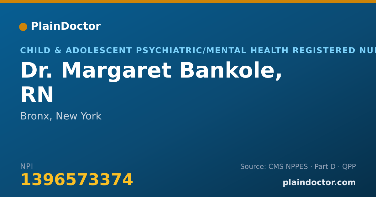 Shareable card for Margaret Bankole, RN - Child & Adolescent Psychiatric/Mental Health Registered Nurse, Bronx, NY