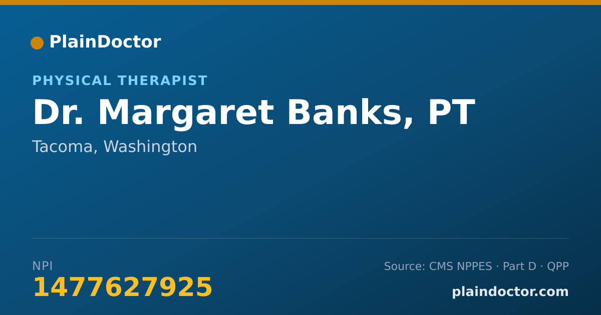 Shareable card for Margaret Banks, PT - Physical Therapist, Tacoma, WA