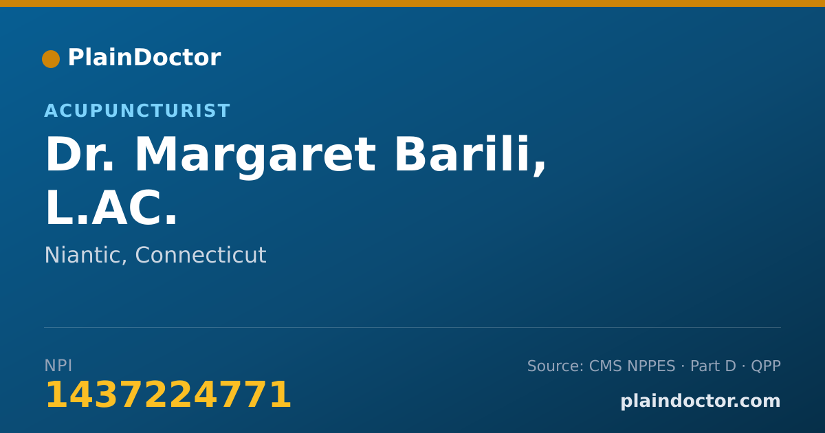 Shareable card for Margaret Barili, L.AC. - Acupuncturist, Niantic, CT
