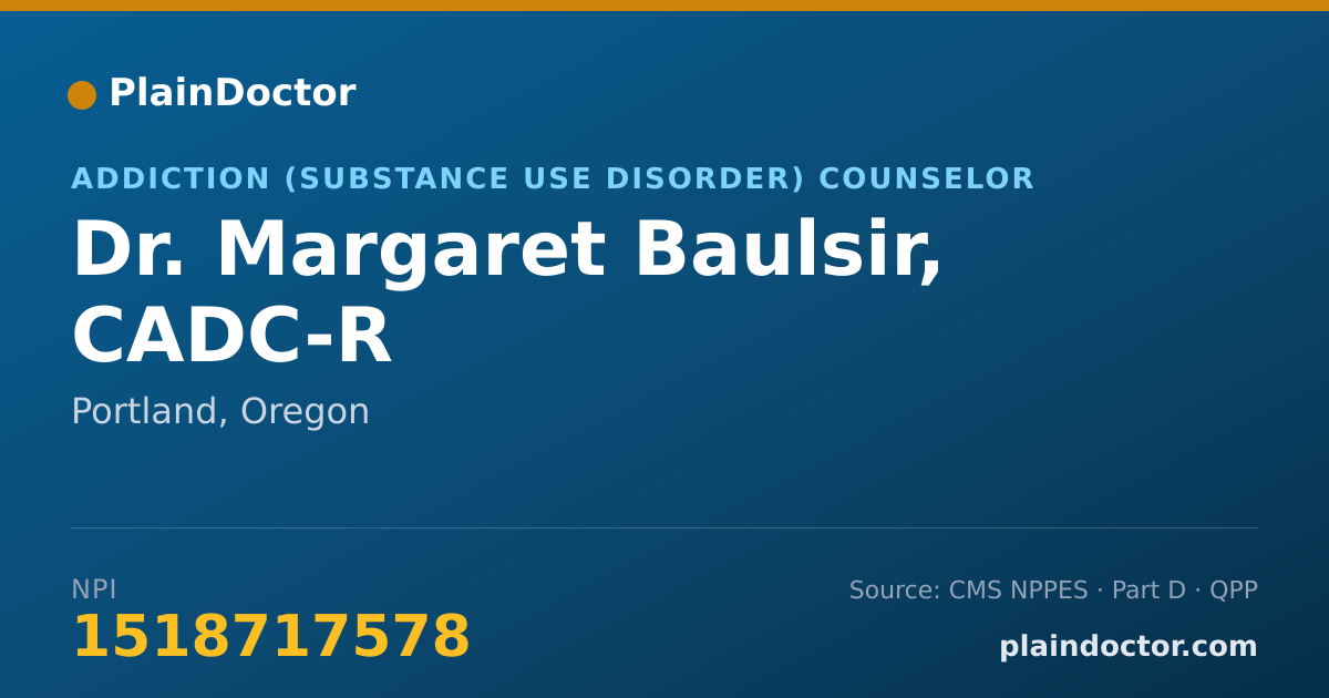 Shareable card for Margaret Baulsir, CADC-R - Addiction (Substance Use Disorder) Counselor, Portland, OR