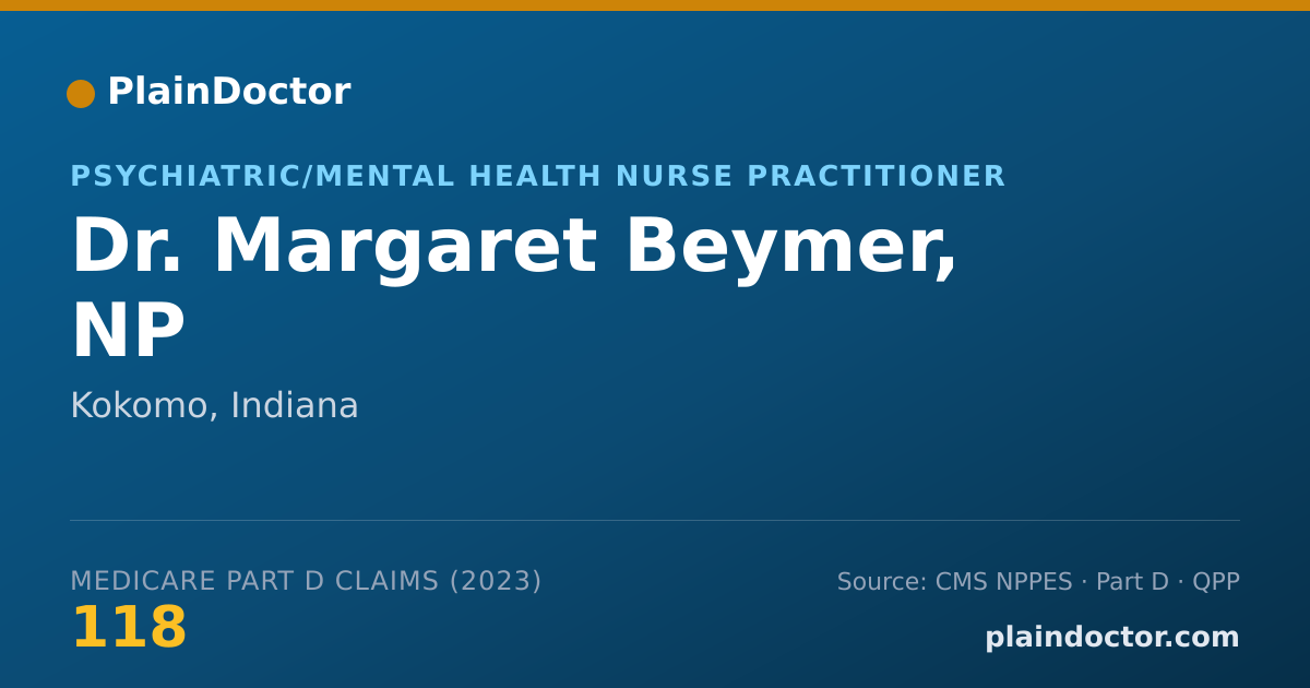 Shareable card for Margaret Beymer, NP - Psychiatric/Mental Health Nurse Practitioner, Kokomo, IN