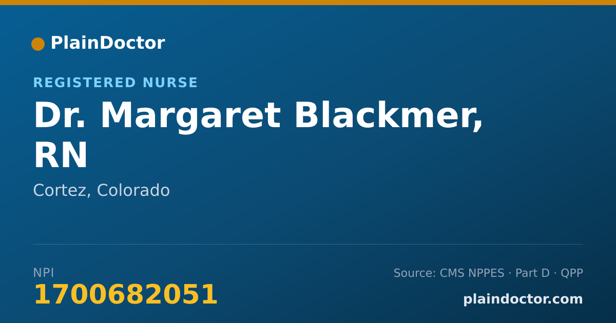 Shareable card for Margaret Blackmer, RN - Registered Nurse, Cortez, CO