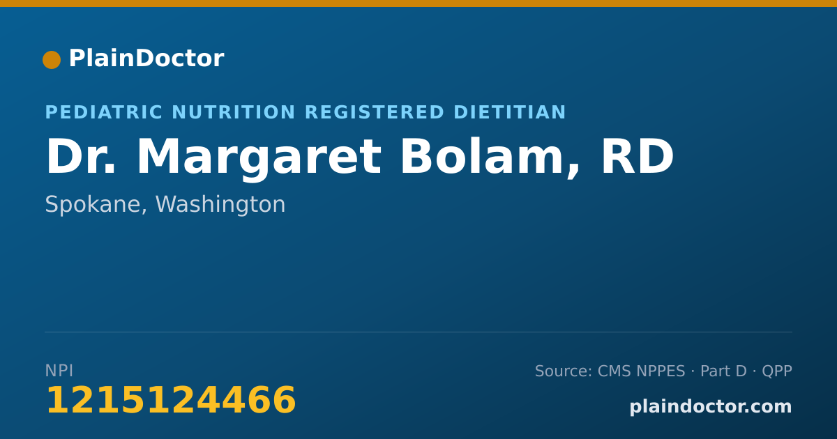 Shareable card for Margaret Bolam, RD - Pediatric Nutrition Registered Dietitian, Spokane, WA
