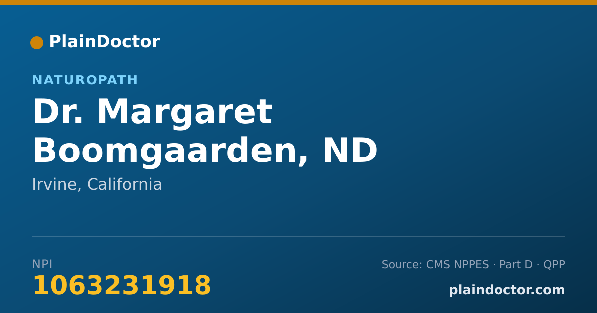 Shareable card for Margaret Boomgaarden, ND - Naturopath, Irvine, CA