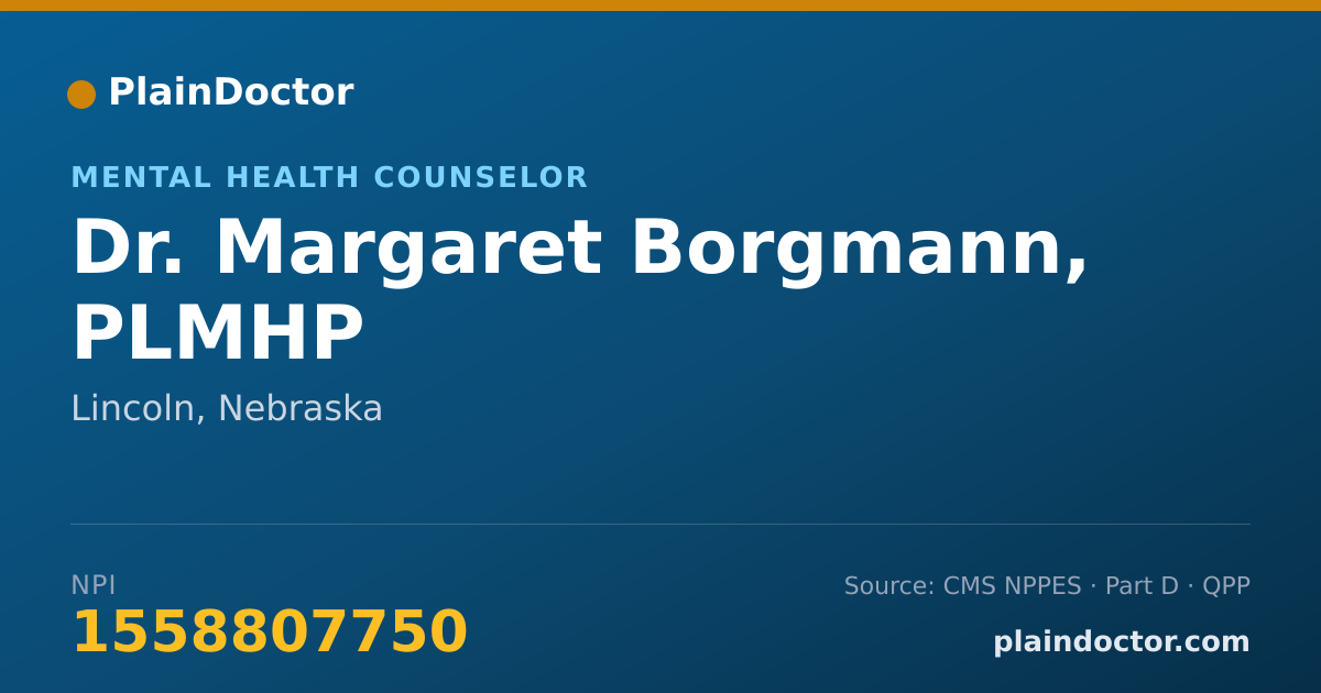Shareable card for Margaret Borgmann, PLMHP - Mental Health Counselor, Lincoln, NE