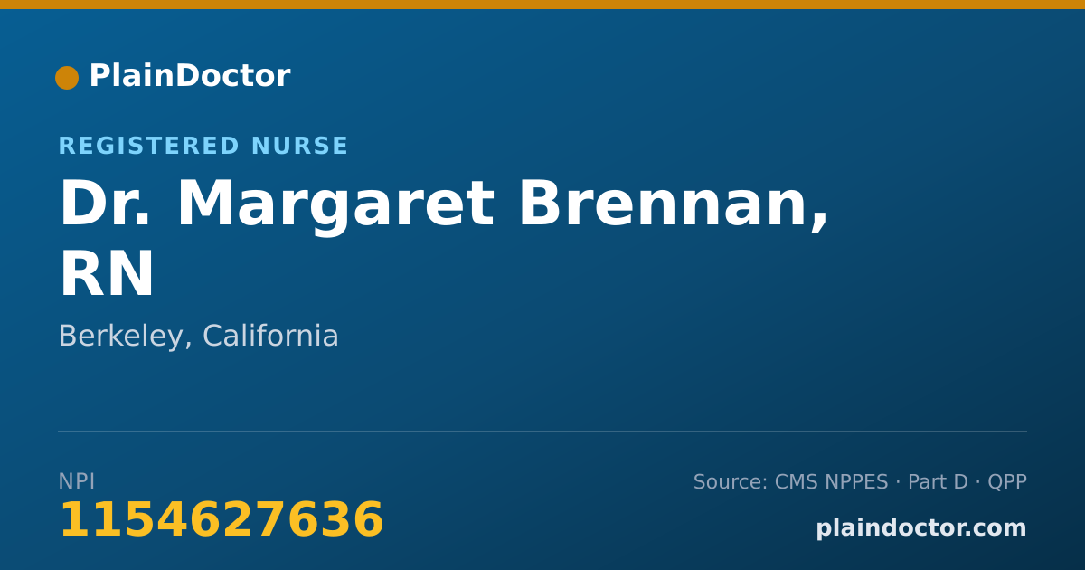 Shareable card for Margaret Brennan, RN - Registered Nurse, Berkeley, CA